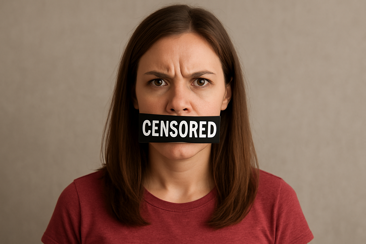 A woman censored